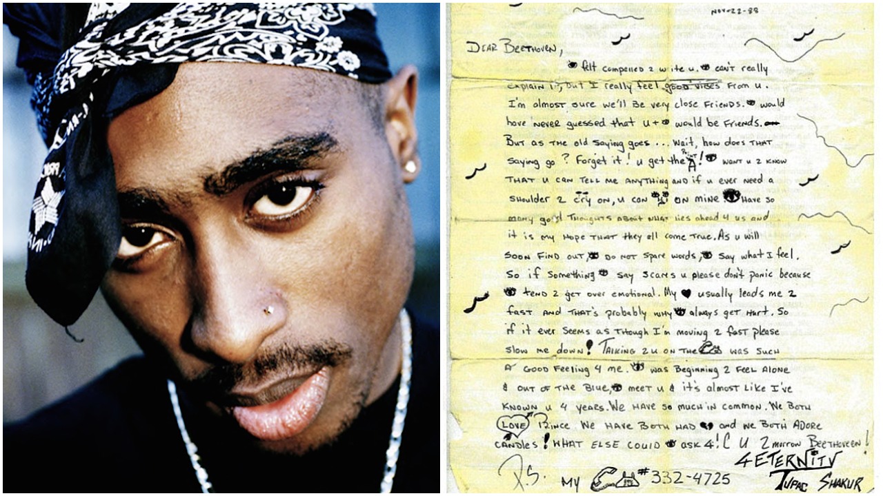 Zdjęcie młodego czarnoskórego mężczyzny w bandamce na głowie oraz odręcznie napisany list 