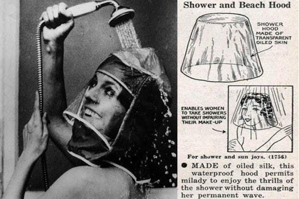 Reklama z kobietą biorącą prysznic.