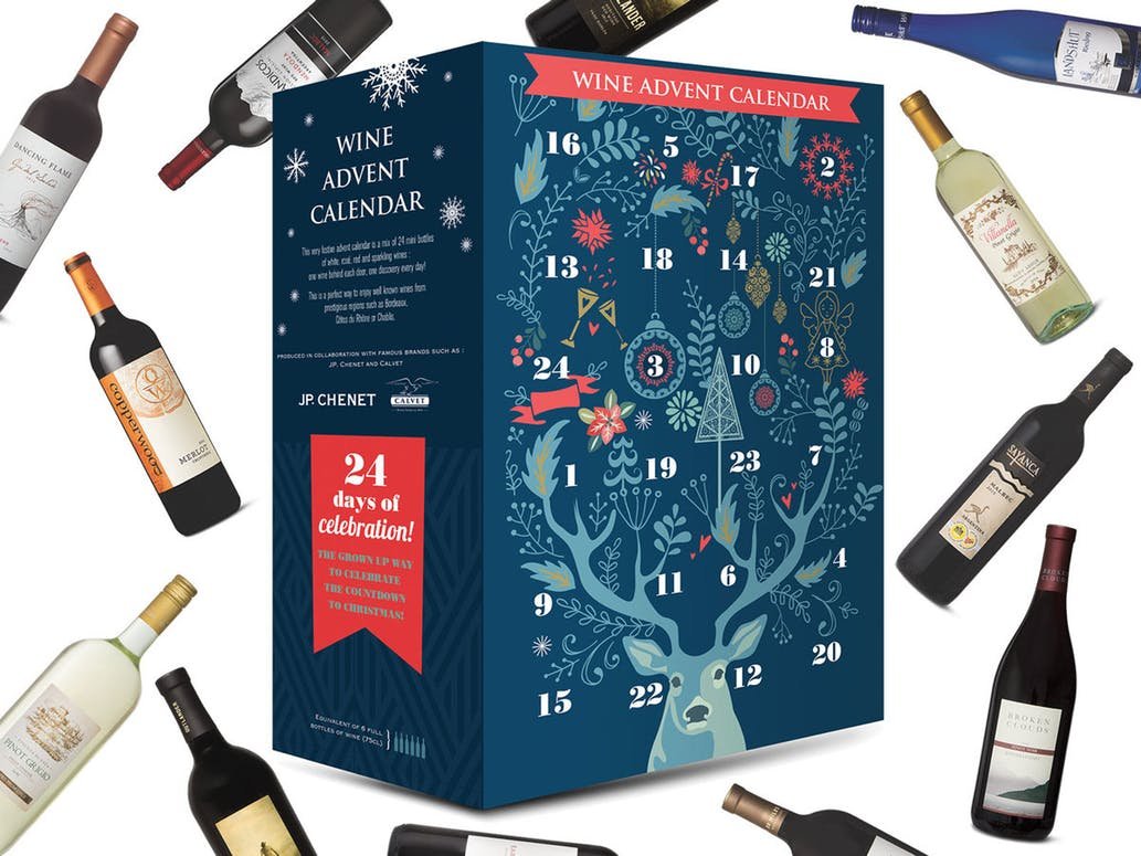 Kalendarz Adwentowy z butelkami wina