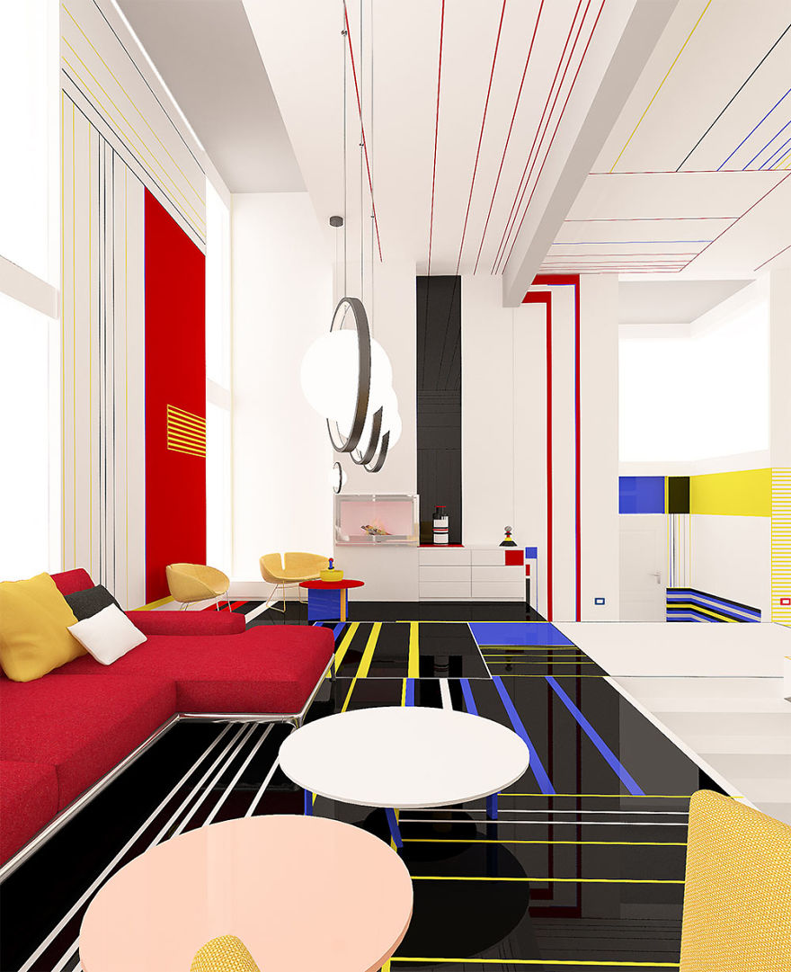 Mieszkanie inspirowane twórczością Pieta Mondariana