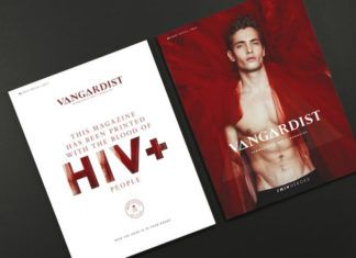 Okładka magazynu, do druku którego użyto krwii osób z HIV