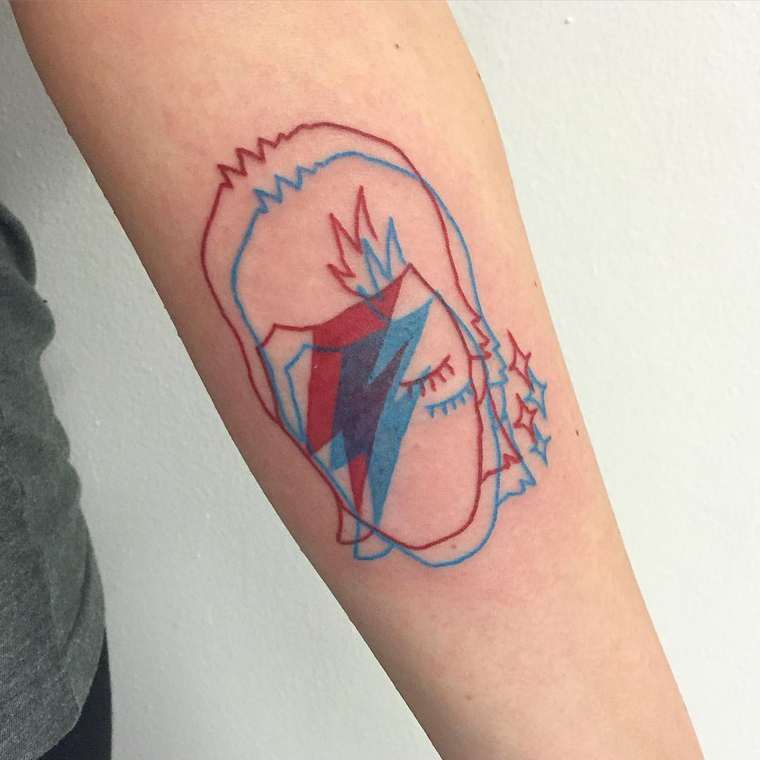 tatuaż 3D zrobiony przez Winston the Whale, portret Davida Bowiego