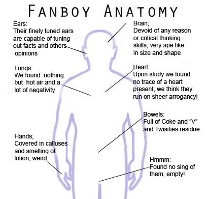 Rysunek przedstawiający anatomie fanboja