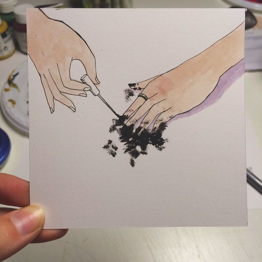 Malowanie paznokci czarnym lakierem