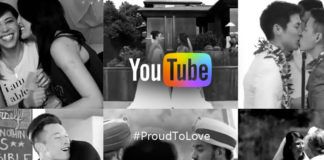 Czarno białe zdjęcia jednopłciowych par z logiem YouTube po srodku