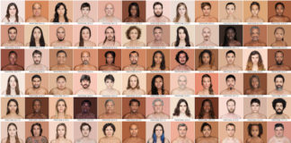 Mozaika ze zdjęć kolorowych, na których widać ludzi o różnym kolorze skóry