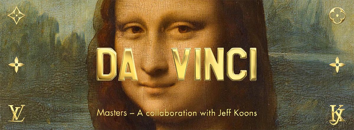 Na zdjeciu widzimy czesc obrazu Mona Lisa Leonarda Da Vinci a na nim napisy