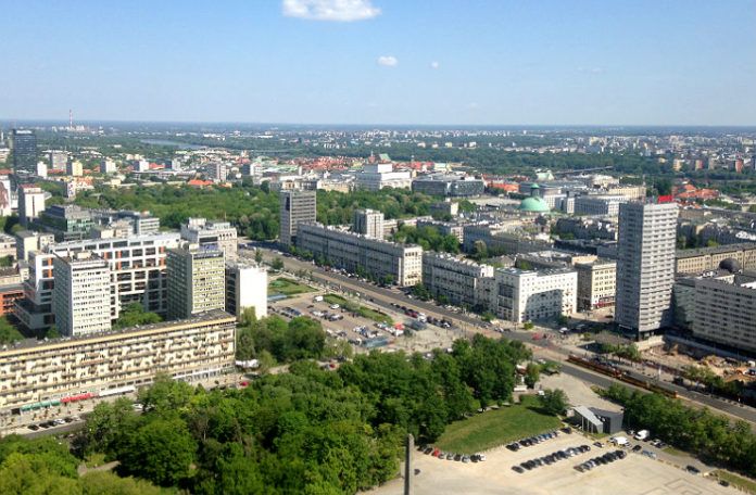 Widok z góry na Warszawę