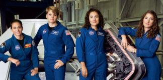 Cztery dziewczyny w kombinezonach NASA