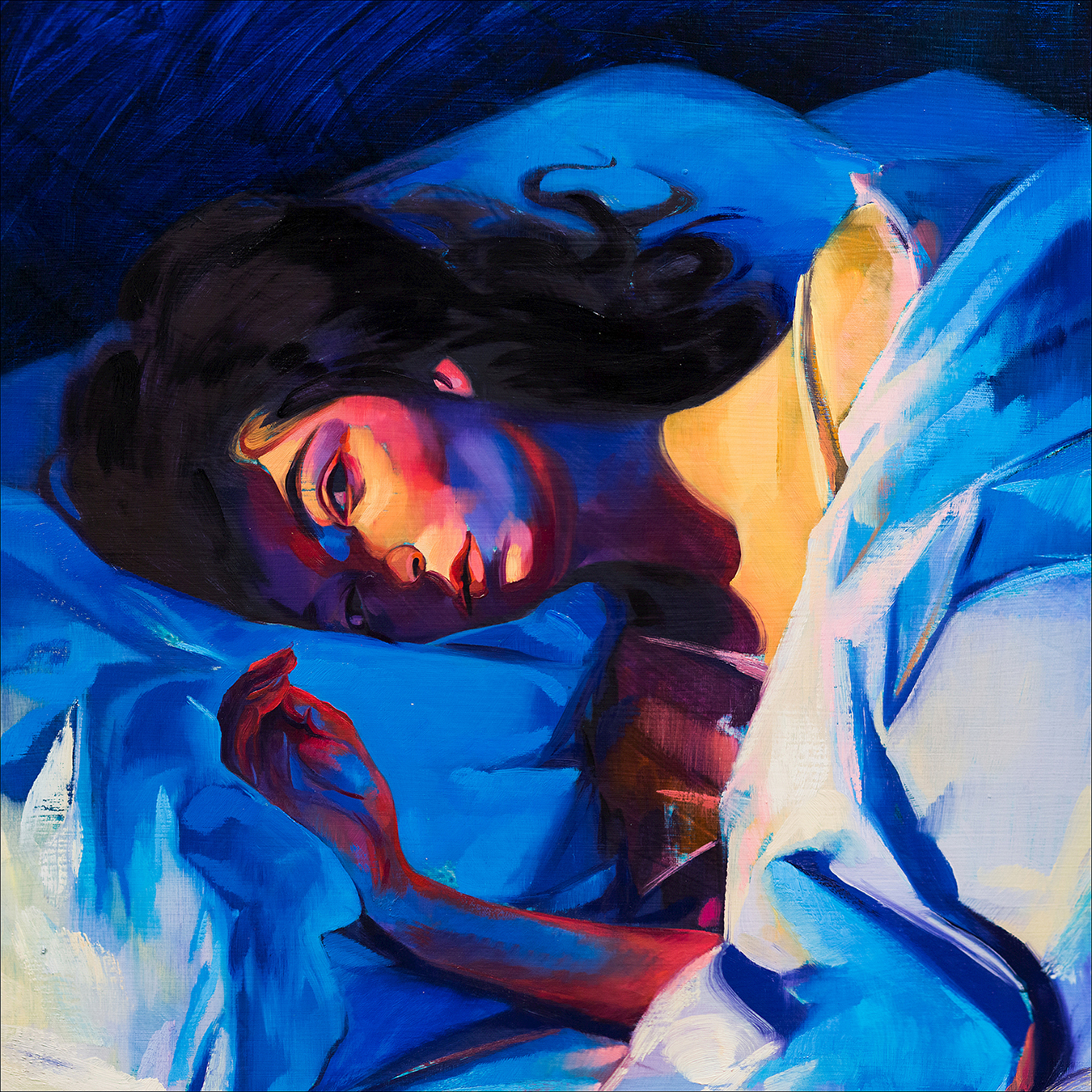 Grafika przedstawiająca leżącą na łóżku kobietę