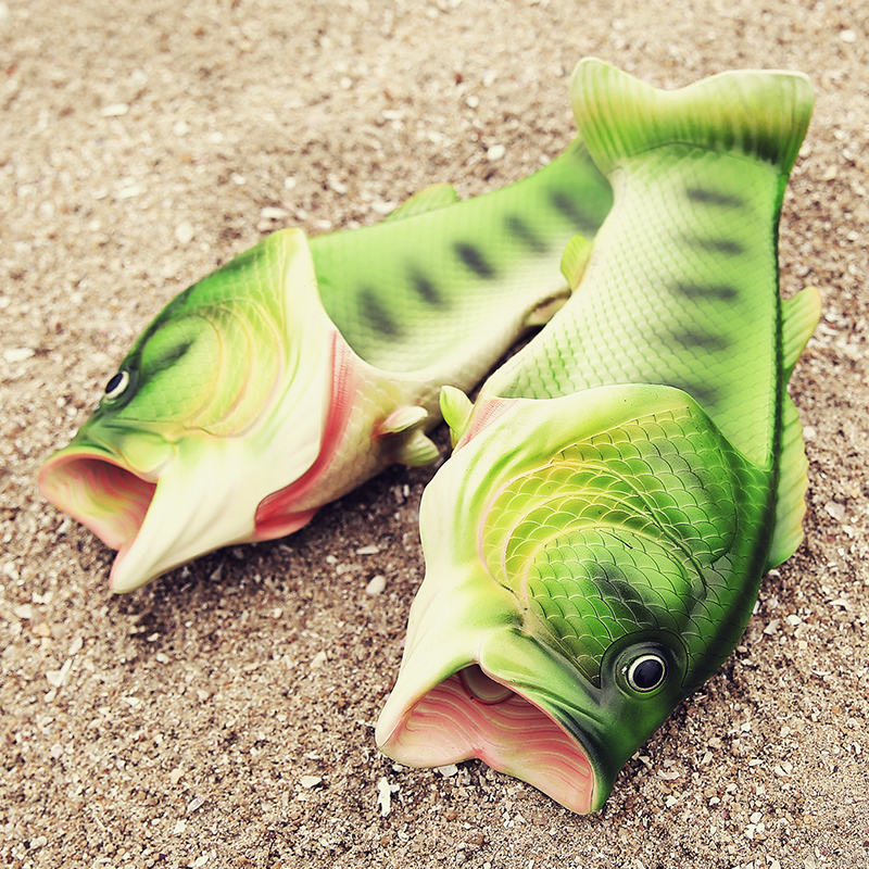 Klapki w kształcie zielonej ryby