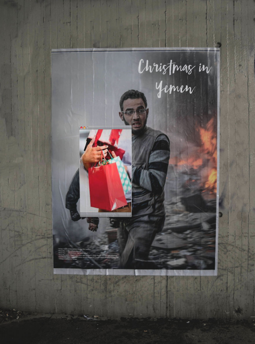 I Made Billboards To Spark A Light On The Humanitarian Crisis In Yemen Which Become HELL On Earth Video 5a34517959730 880 Radosne święta, ale dla kogo? Polski artysta pokazuje na ulicach Berlina serię drastycznych billboardów