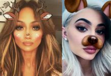 Dwa zdjęcia przedstawiające kobiety z filtrem ze snapchata