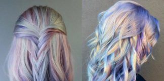 Dwa zdjęcia przedstawiające delikatnie pastelowe włosy