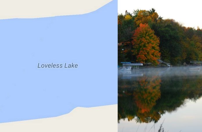 Widok mapy i widok jeziora