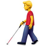 person with probing cane male Apple włącza do świata emoji osoby niepełnosprawne
