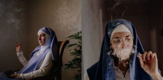 Zdjęcia dwóch zakonnic palących blanta