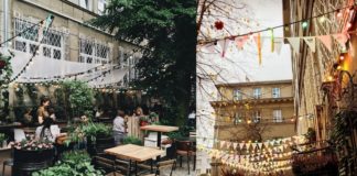 Dwa ujęcia na ogródek w restauracji Banjaluka