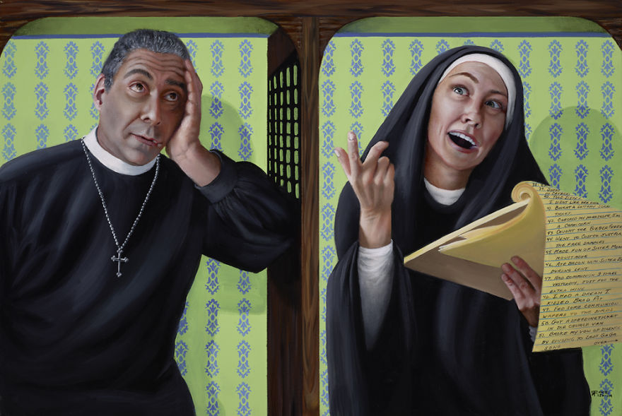 Sister Mary had Multitude of Sins Acrylic on Canvas 24x36 2014 5ac7c806dc10f 880 Malarka stworzyła kontrowersyjne obrazy grzeszących zakonnic