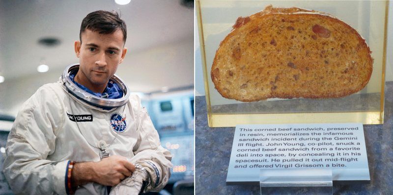 Zdjęcie astronauty, obok kanapka