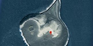 Satelitarny widok na niewielką wyspę