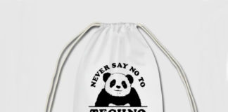 Plecak typu worek z pandą i napisem