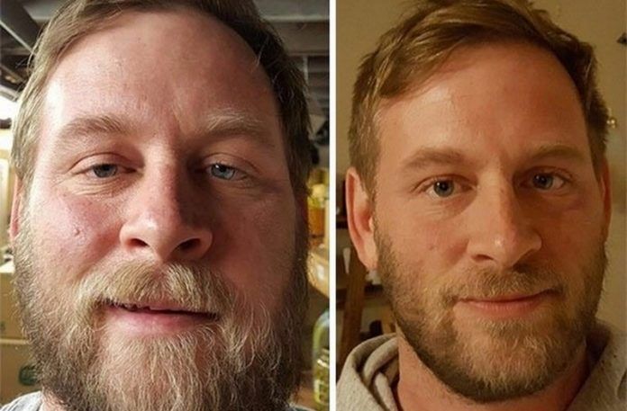 Dwa zdjęcia przedstawiające twarz tego samego mężczyzny