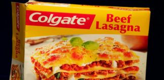 Tekturowe opakowanie Colgate z lasagne