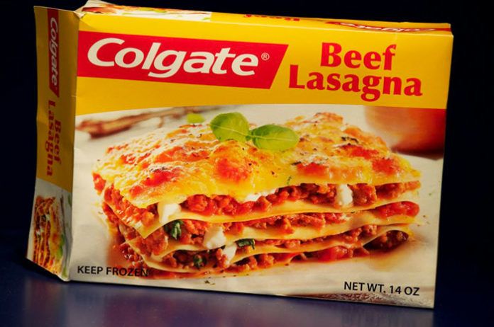 Tekturowe opakowanie Colgate z lasagne