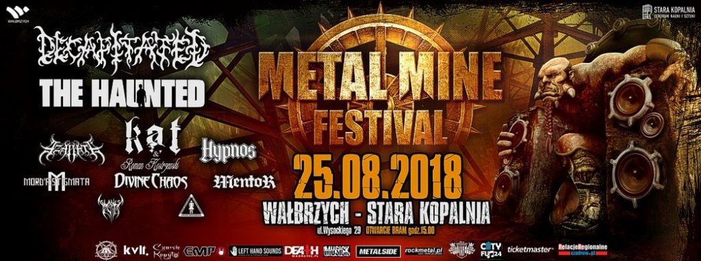 Plakat promujący festiwal Metal Mine z dużym orkiem siedzącym na tronie
