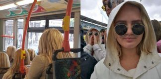 Trzy takie same kobiety w jednym autobusie i dziewczyna ubrana tak samo, jak dziewczyna za nią