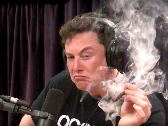 Elon Musk palący marihuanę podczas podcastu Joe Regana