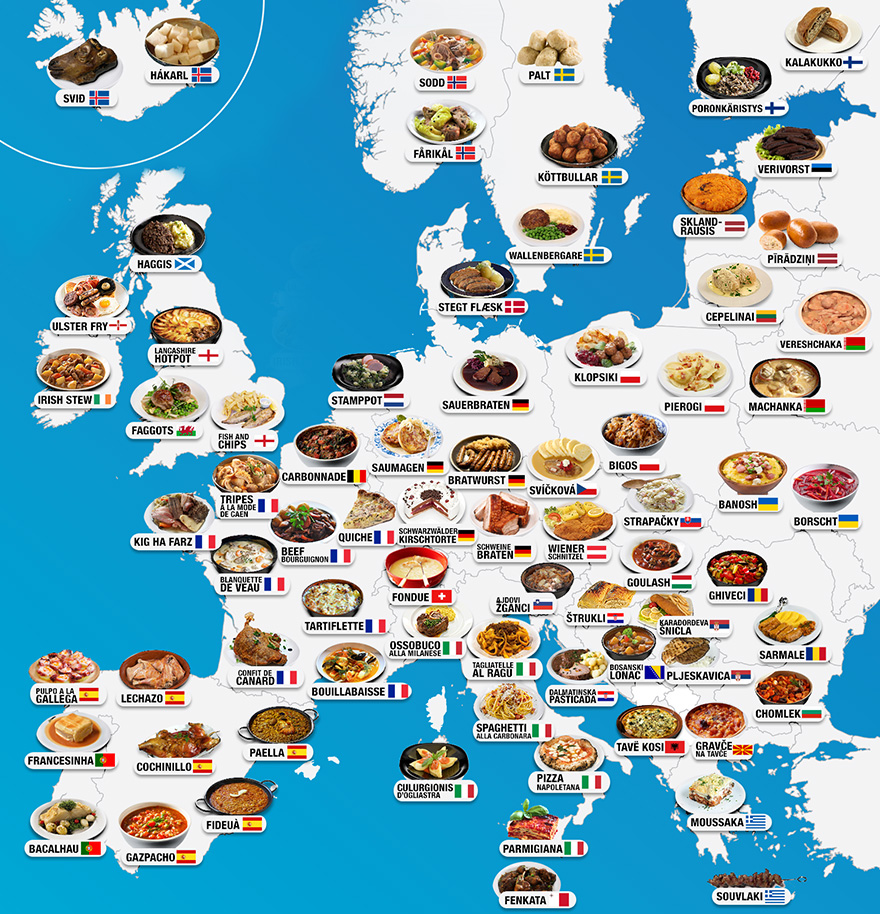 30 Mouthwatering Maps That Show What People Eat Around The World 5bc5d3056abfd 880 TasteAtlas: 30 map, które pozwolą wam odkryć flagowe dania z całego świata