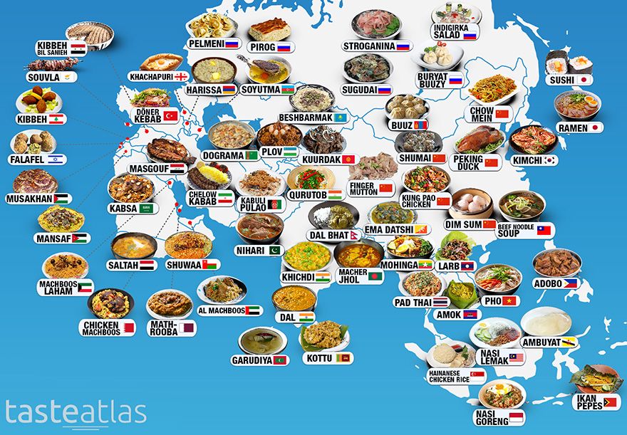 30 Mouthwatering Maps That Show What People Eat Around The World 5bc5d2df826a0 880 TasteAtlas: 30 map, które pozwolą wam odkryć flagowe dania z całego świata