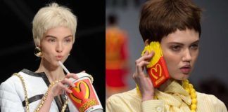 Kobiety na wybiegu z elementami zainspirowanymi McDonalds