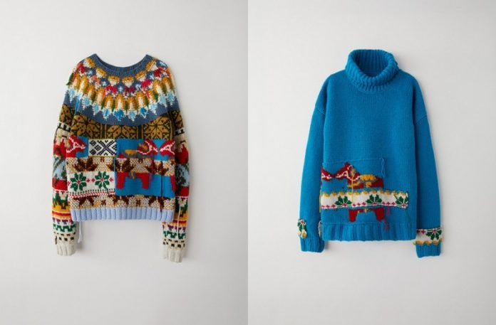 Robione na drutach dwa, kolorowe swetry