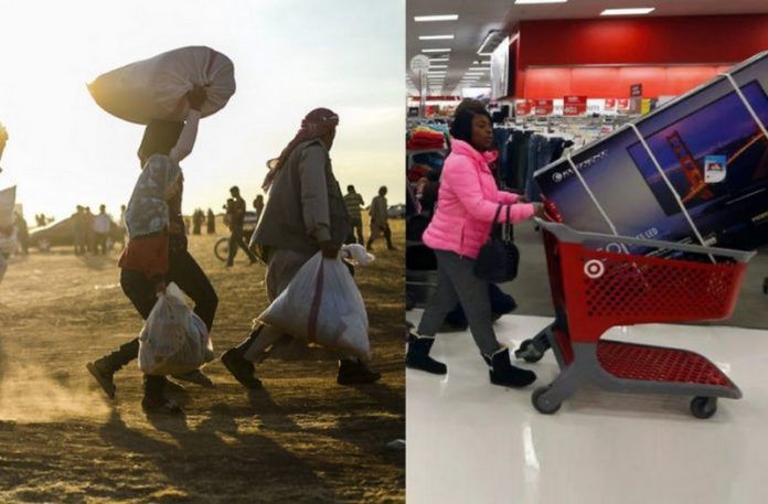 Zdjęcie przedstawiające kontrast między biednymi i bogatymi