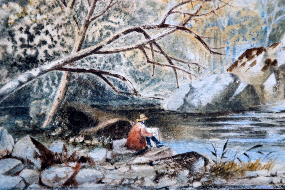 Obraz przedstawiający mężczyzne nad rzeką