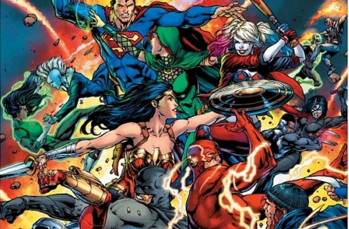 Kadr z komiksu DC Comics z superbohaterami