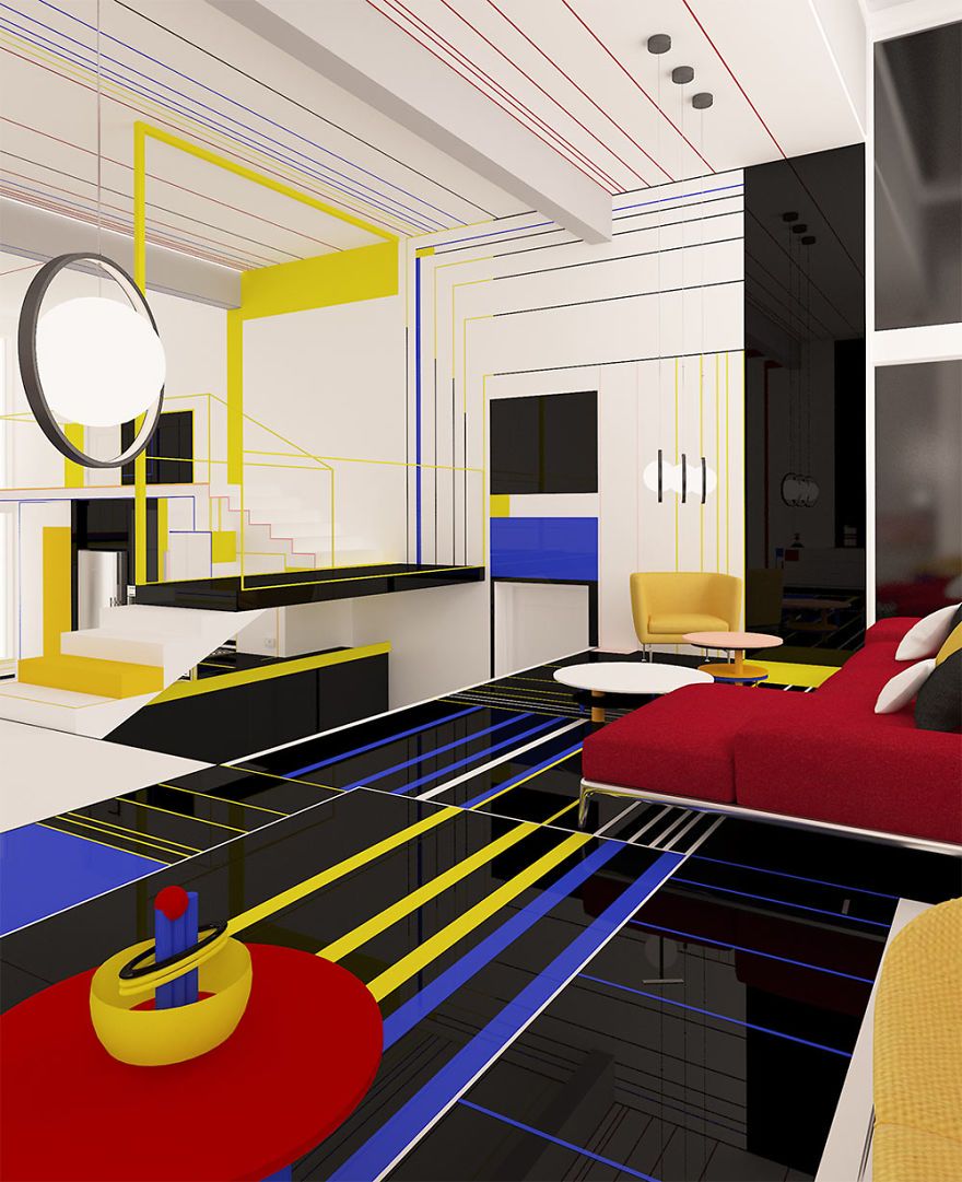 Mieszkanie inspirowane twórczością Pieta Mondariana