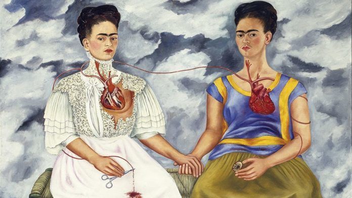 Obraz przedstawiajacy dwie kobiety trzymające się za ręce