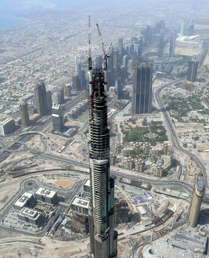 14 Burj Khalifa In Dubai United Arab Emirates 20 zdjęć kultowych obiektów, gdy były jeszcze w trakcie budowy