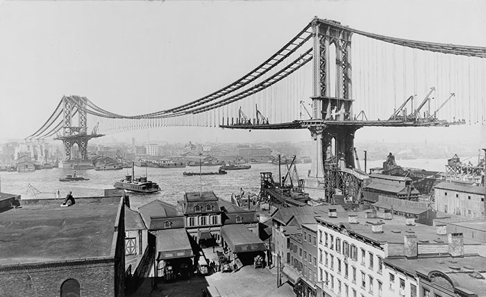 7 Manhattan Bridge In New York City U.S. 20 zdjęć kultowych obiektów, gdy były jeszcze w trakcie budowy