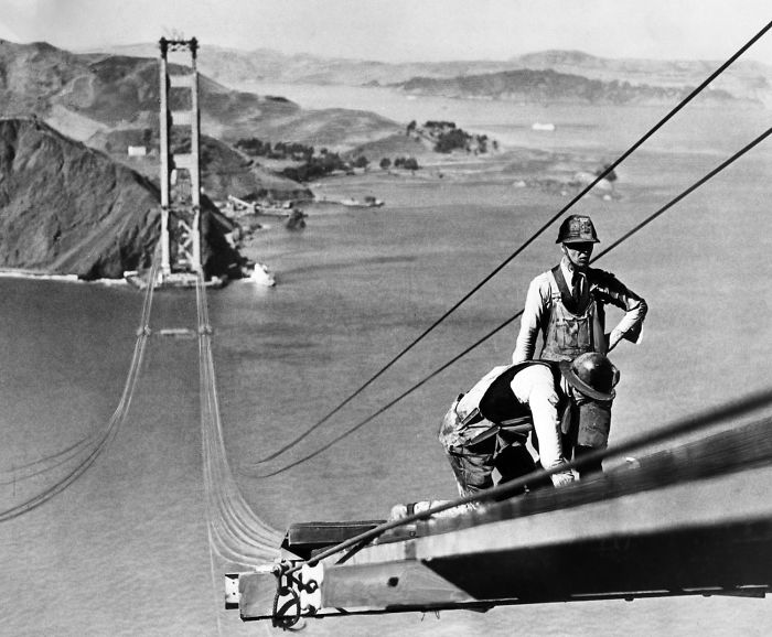 Golden Gate Bridge In San Francisco California 20 zdjęć kultowych obiektów, gdy były jeszcze w trakcie budowy