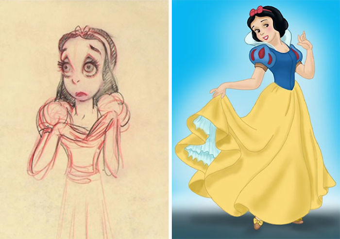 concept art sketches original compared disney characters 2 5c98933aed173 700 18 oryginalnych szkiców przedstawiających klasyczne postacie Disneya