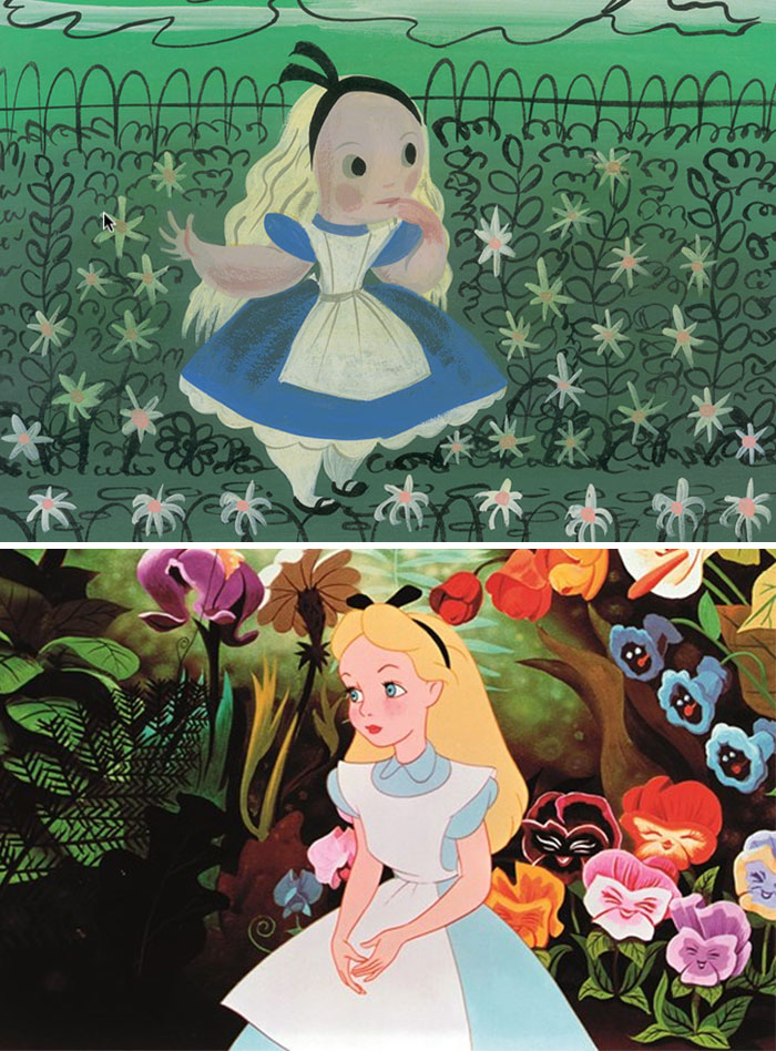 concept art sketches original compared disney characters 4 5c98a09b2f4ce 700 18 oryginalnych szkiców przedstawiających klasyczne postacie Disneya