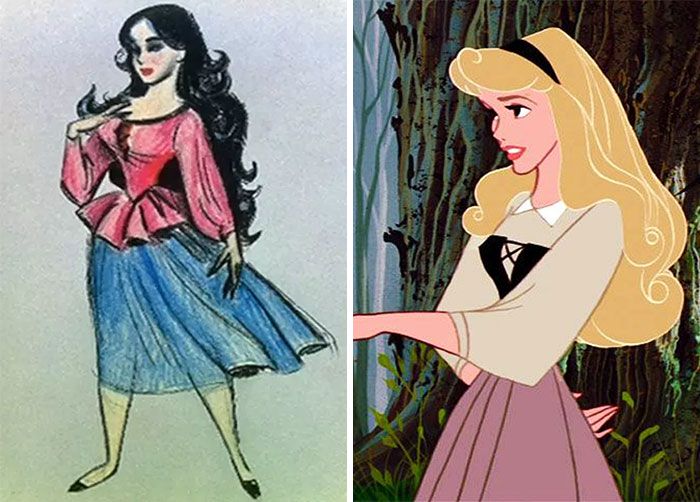 concept art sketches original compared disney characters 7 5c9893425a6d3 700 18 oryginalnych szkiców przedstawiających klasyczne postacie Disneya