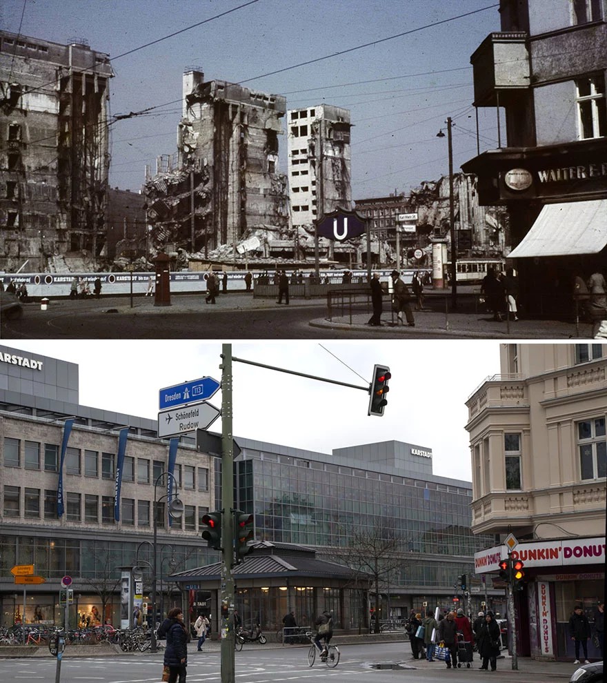 War Damage In The 40s Hermannplatz 1945 2018 25 zdjęć pokazujących, jak zmienił się Berlin na przestrzeni lat