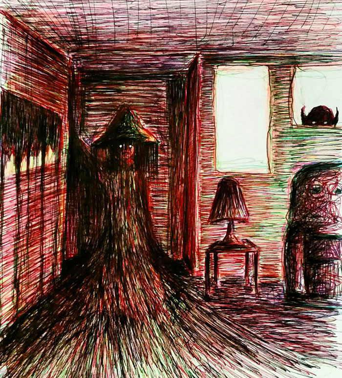 drawings inspired by sleep paralysis hallucinations 19 5c74fa801f0b7 700 Ilustracje ukazujące horror, jaki przeżywa osoba doświadczająca paraliżu sennego