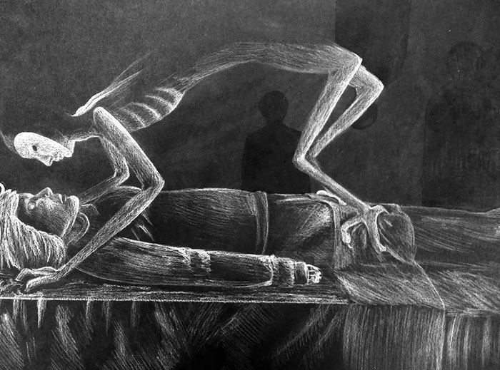drawings inspired by sleep paralysis hallucinations 44 5c74fe9bef11b 700 Ilustracje ukazujące horror, jaki przeżywa osoba doświadczająca paraliżu sennego